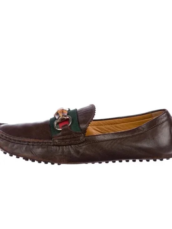 Gucci Leather Web Loafers - Picture 2 of 6